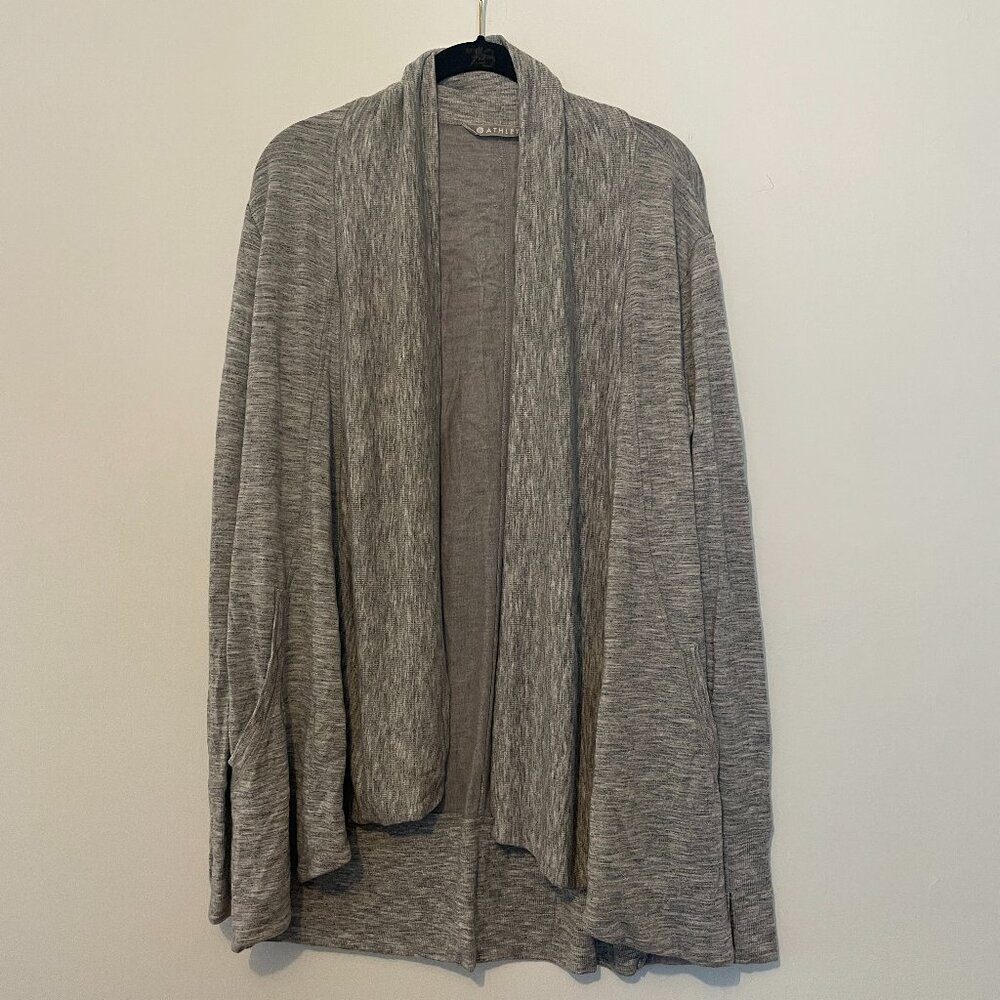 Athleta Open Front Cardigan W/ Pockets Long Sleeve Waterfall Women Size Medium